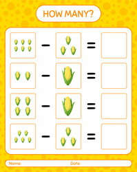 how many counting game with corn worksheet vector image