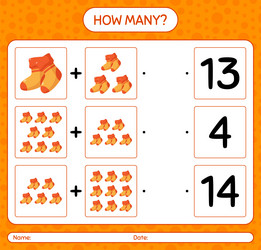 how many counting game with sock worksheet vector image