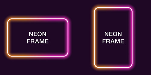 neon frame in rectangular shape template vector image