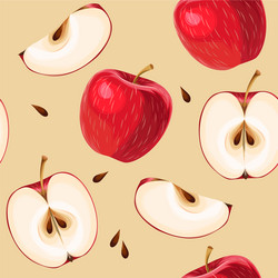 Red Apples and Slices - Seamless Pattern vector image
