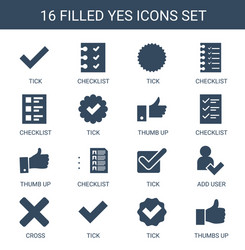 16 yes icons vector