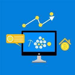 blockchain scheme mining crypto currency server vector image