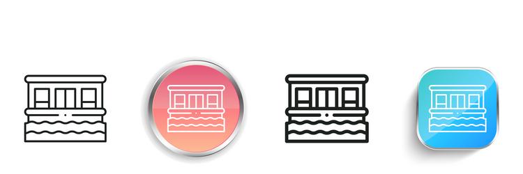 houseboat icon thin linear regular and button vector image