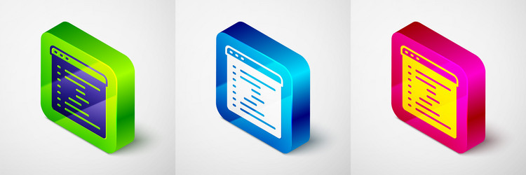 isometric browser window icon isolated on grey vector image