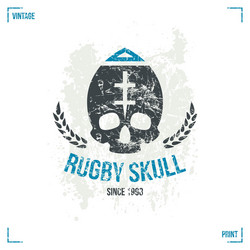 Rugby Skull Emblem - Retro Sport Vector Image