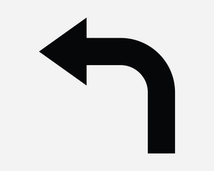 up arrow left turn icon path direction navigation vector image