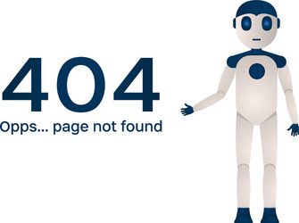 Page not found error 404 the robot shows vector