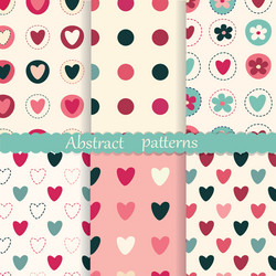 Set of abstract patterns with hearts vector