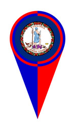 virginia map pointer location flag vector image
