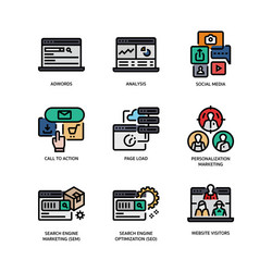 digital marketing icons set 3 vector