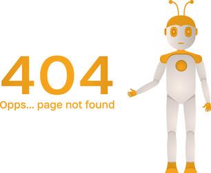 page not found error 404 the robot shows vector
