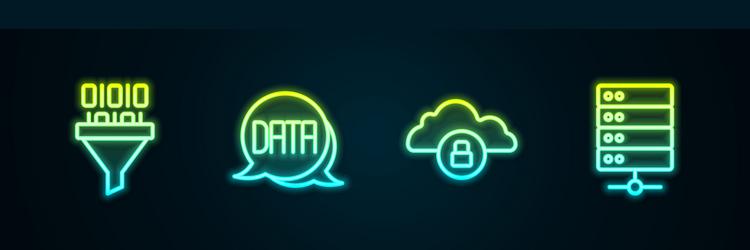 set line binary code data analysis cloud vector image