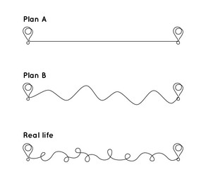 set of paths between two points from plan vector image