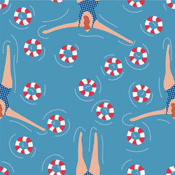 Swimmers in the pool seamless pattern Royalty Free Vector