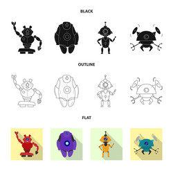 isolated object of robot and factory logo set vector image