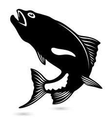 Salmon fish isolated silhouettes Royalty Free Vector Image