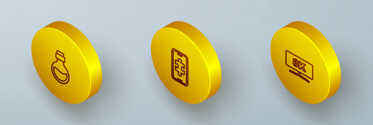 set isometric line bottle with magic elixir vector image