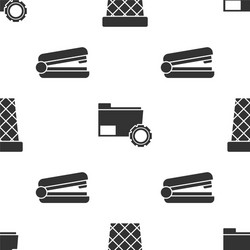 set trash can folder settings with gears vector image