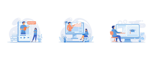 Video tutorial watching computer graphics advices vector