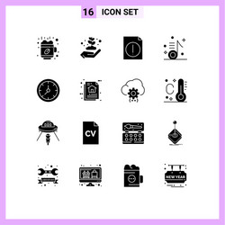 16 universal solid glyphs set for web and mobile vector