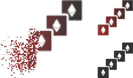 dissolving pixel halftone ethereum blockchain icon vector image