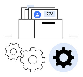 job application folder with cv and three gears vector image