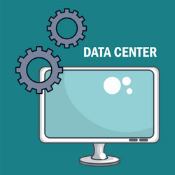 desktop computer with data center icons vector image