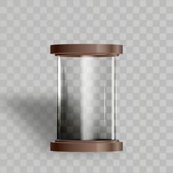 Empty round 3d capsule glass showcase front view vector