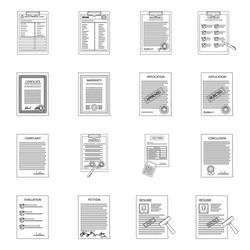 isolated object of form and document logo set vector image