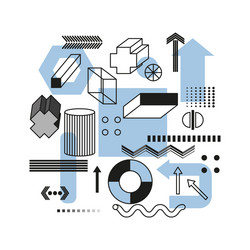 design elements with three-dimensional and flat vector image
