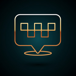 gold line map pointer with taxi icon isolated vector image