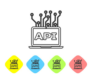 grey computer api interface line icon on white vector image