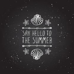 hand-sketched typographic element with shell vector image