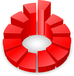 Red circular diagram with columns isolated vector