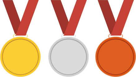 Gold medal silver bronze medals set Royalty Free Vector