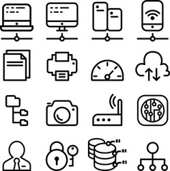 network icon set in thin line style vector image
