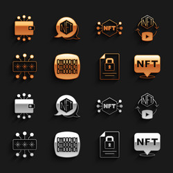 set binary code nft digital crypto art document vector image