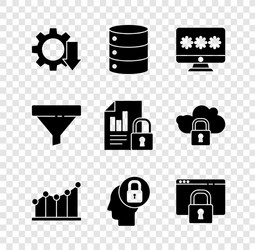 set cost reduction server data web hosting vector image