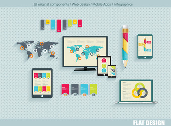 set of flat design icons vector image