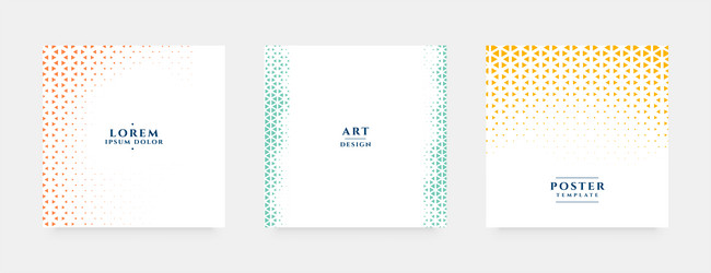 set of three simple halftone geometric texture vector image