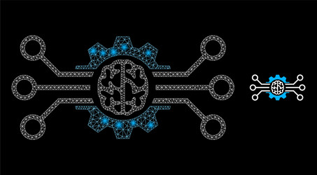 bright net artificial intellect with lightspots vector image