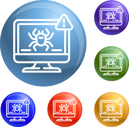 Computer virus detection icons set vector