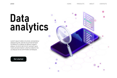 data analytics with 3d isometric vector image