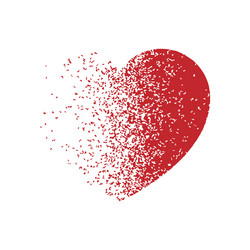 Exploding heart with grain texture Royalty Free Vector Image