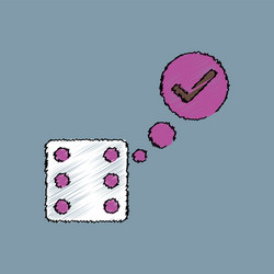 flat shading style icon dice and check mark vector image