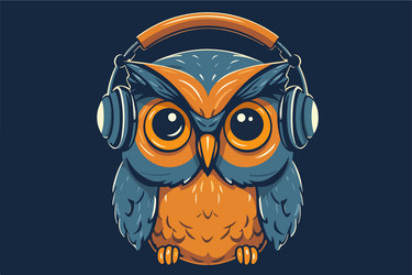Retro Owl with Headphones Vector Image