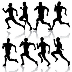 Running Silhouettes - Sprinting Men Vector Image