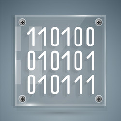 white binary code icon isolated on grey background vector image