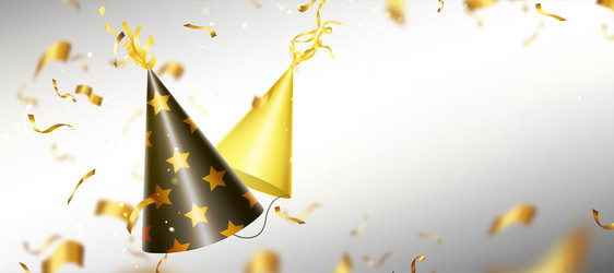 Golden party hats with patterns mockup Royalty Free Vector