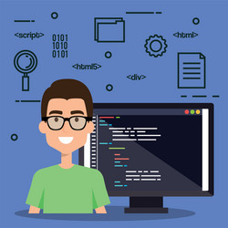 Software language programmer avatar vector